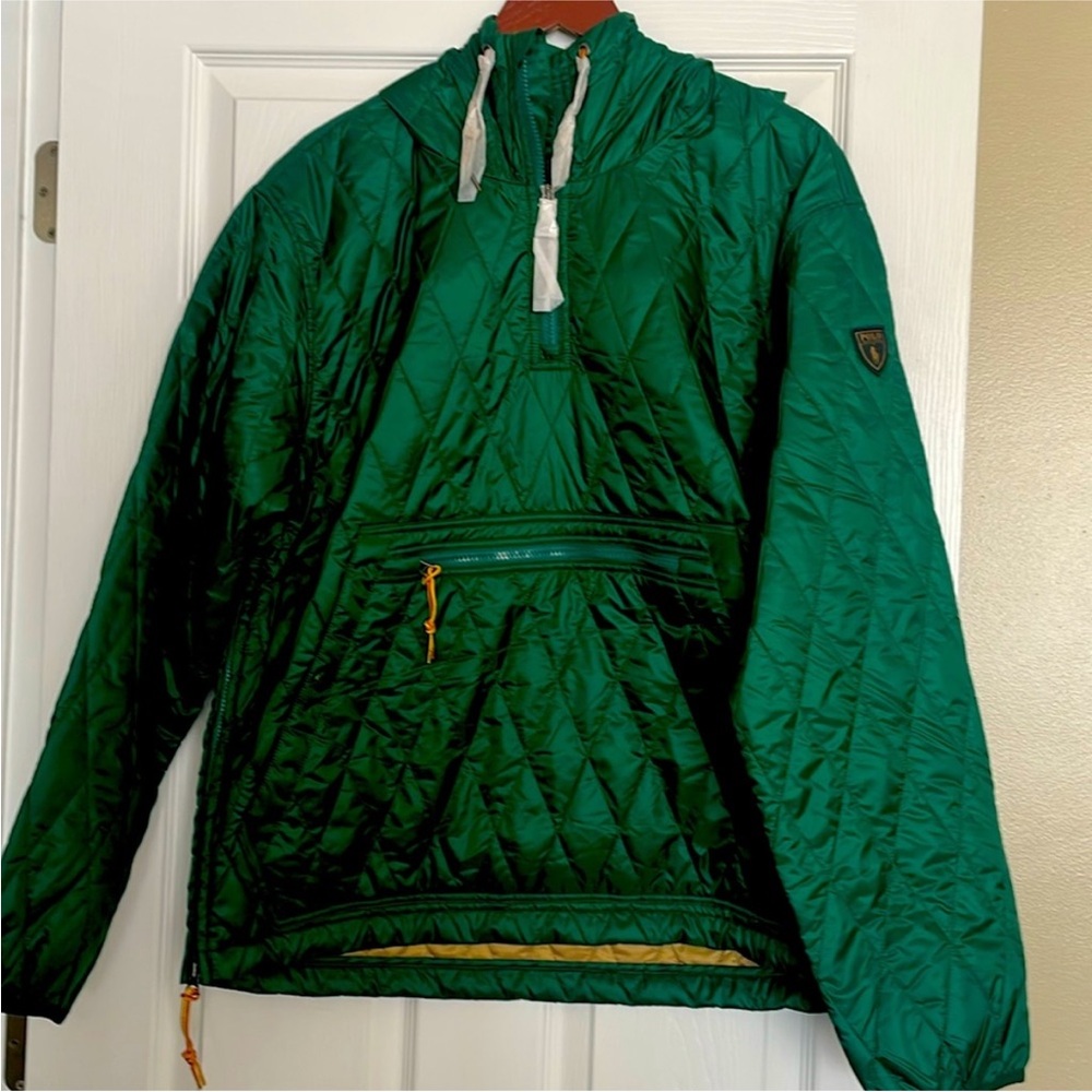 🔥 NEW Polo Ralph Lauren quilted puffer jacket satin shamrock green quarter zip